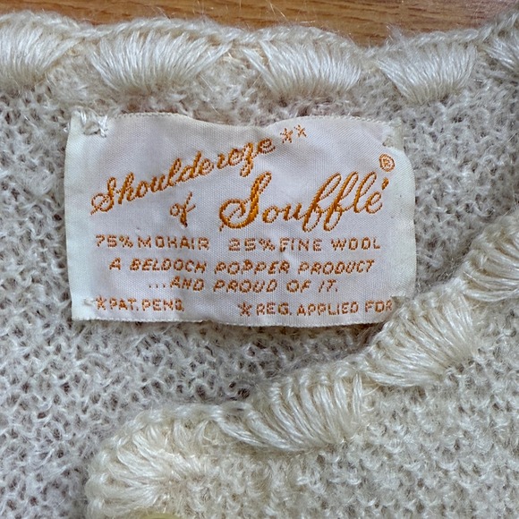 Shoulderoze of‎ Souffle Mohair Fine Wool Button Up Cardigan Cream Beldoch Popper - Picture 4 of 5